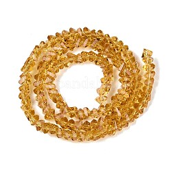 透明ガラスビーズ連売り  三角形  多面カット  ゴールデンロッド  2~2.5x3.5~4x3.5~4mm  穴：0.8mm  約126~132個/連  13.78~14.96''（35~38センチメートル）&nbsp;GLAA-N018-3mm-24
