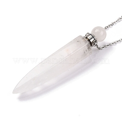 Natural Mixed Stone Bullet Shaped Perfume Bottle Pendant Necklaces&nbsp;G-B089-02P