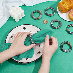 6Pcs Natural Indian Agate & Iron Beaded Napkin Rings&nbsp;AJEW-PH01655
