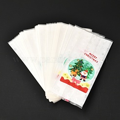 クリスマステーマ長方形紙キャンディーバッグ  ハンドルなし  ギフト＆食品用ラップバッグ用  クリスマスツリー模様  24.8x10x0.02cm  50個/袋&nbsp;CARB-G006-02A