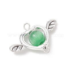 8Pcs 8 Colors Alloy Round Cat Eye Heart with Angel Wings Connector Charms&nbsp;PALLOY-JF04279