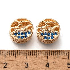 メッキ合金ラインストーン欧州ビーズラック  大穴ビーズ  海の波打つカモメのフラットラウンド  ゴールドカラー  11x8mm  穴：4.8mm&nbsp;PALLOY-P307-06G