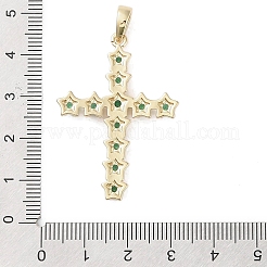 18k ゴールドメッキ真鍮製ガラスペンダント  クロス  ミックスカラー  40.5x28x4mm  穴：3.8x5.6mm&nbsp;KK-A209-15G