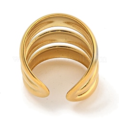 Ion Plating(IP) 304 Stainless Steel Three Layers Wide Open Cuff Ring for Women&nbsp;RJEW-A043-22G