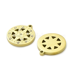 304ステンレスペンダント  スターとフラットラウンド  ラインストーン付き  イオンプレーティング（ip）  18KGP本金メッキ  18x16x2mm  穴：1.5mm&nbsp;STAS-A118-09G