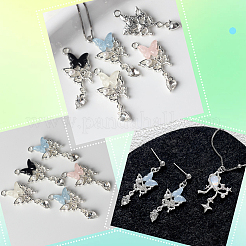 16 個 4 色の合金樹脂ペンダント  蝶  プラスチックパールとグリッターパウダー入り  ミックスカラー  31x14x3.5mm  穴：1.6mm  4個/カラー&nbsp;FIND-SC0021-08
