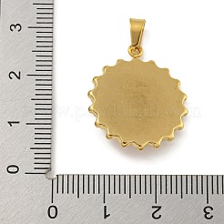 イオンプレーティング（IP）304ステンレスペンダント  猫の目で  フラットラウンド  ゴールドカラー  23x20x4mm  穴：5x3mm&nbsp;STAS-U024-10G