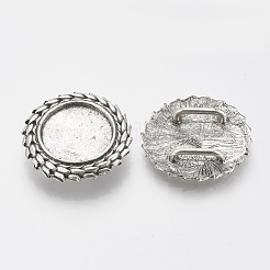 Tibetan Style Alloy Slide Charms Cabochon Settings&nbsp;TIBE-Q086-040AS-LF