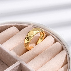 女性用ラックメッキ真鍮カフ指輪  カドミウムフリー＆鉛フリー  長持ちメッキ  18KGP本金メッキ  7mm&nbsp;RJEW-M028-15G