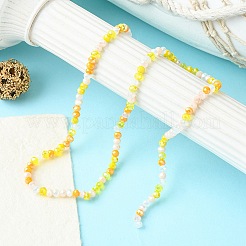 電気メッキガラスビーズセット  多面カット  ロンデル  オレンジ  4.5x3.5mm  穴：1mm  約140~143個/連  18.90インチ〜19.29インチ（48cm〜49cm）&nbsp;EGLA-yw0002-C04