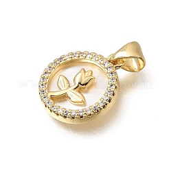Brass Micro Pave Clear Cubic Zirconia Pendants&nbsp;CU-CBAF50C-12G
