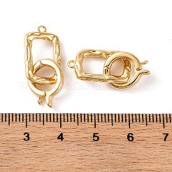 真鍮製折りたたみ式クラスプ  カドミウムフリー＆ニッケルフリー＆鉛フリー  長方形  18KGP本金メッキ  25mm  穴：1.2mm＆1.3mm&nbsp;LS-KK-U016-09G
