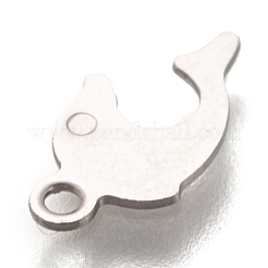 変色しない201ステンレススチールチャーム  レーザー切断  イルカ  ステンレス鋼色  12x6.5x0.5mm  穴：1.4mm&nbsp;STAS-B001-45P