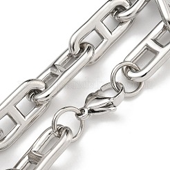 304ステンレススチールリンクチェーンブレスレット  ステンレス鋼色  8-5/8インチ（22cm）&nbsp;BJEW-H618-06P