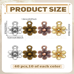 40Pcs 4 Colors Tibetan Style Zinc Alloy Pendants&nbsp;FIND-LP0005-01
