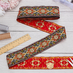 Ethnic Style Embroidery Polyester Ribbons&nbsp;OCOR-WH0070-04D