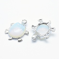 オパライトペンダント  合金パーツ  カメ  プラチナ  38x30.5x8.2mm  穴：3x4.5mm&nbsp;G-G759-B06