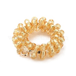 ガラスビーズペンダント  真鍮パーツ  リングチャーム  ミックスカラー  18.5~19x17~18x4~5.5mm  穴：1.8mm&nbsp;GLAA-B012-70