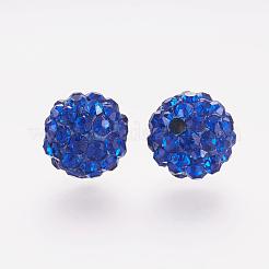 樹脂粘土ラインストーンビーズ  グレードA  ラウンド  パヴェボールディスコビーズ  コバルト  8x7.5mm  穴：1.5~1.8mm&nbsp;RB-K050-8mm-C19