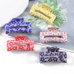 12Pcs 6 Colors Flower Pattern PVC Plastic Claw Hair Clips&nbsp;OHAR-CC0001-01