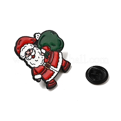クリスマスエナメルピン  バックパック用合金ラペルピンバック  ブラック  サンタクロース  29x29mm&nbsp;LS-JEWB-I043-01EB-01