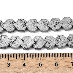 電気メッキされた天然溶岩岩ビーズ連売り  ハート  プラチナメッキ  8~9x8x3mm  穴：1mm  約56個/連  15.75''~16.14''（40~41センチメートル）&nbsp;G-K388-04B-07