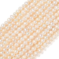 天然養殖淡水パールビーズ連売り  グレード2a+  ポテト  ベージュ  4.8~5.2mm  穴：0.5mm  約79~80個/連  13.58~13.78''（34.5~35センチメートル）&nbsp;PA-CBAC463-26