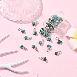 40Pcs Natural HuBei Turquoise  Pendants&nbsp;PALLOY-SW00147