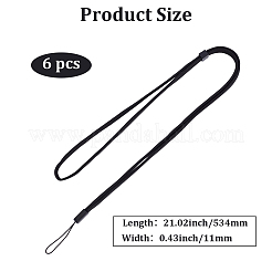 ポリエステルネックストラップ6本  名刺ストラップ  absのプラスチックパーツ  ブラック  534x11x6.5mm&nbsp;AJEW-GF0012-64