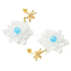 Christmas Snowflake Glass Seed Braided Dangle Earrings&nbsp;EJEW-MZ00233-05