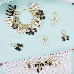 24Pcs 8 Styles Bowknot Alloy Enamel Pendant Locking Stitch Markers&nbsp;HJEW-SC00117
