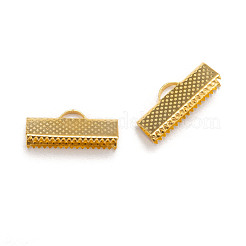 アイアン製カシメリボン止めエンドパーツ  ゴールドカラー  8x20mm  穴：2mm&nbsp;IFIN-S008-G