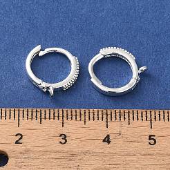 真鍮製フープピアスパーツ  キュービックジルコニア付き  カドミウムフリー＆鉛フリー  銀  14x2mm  穴：1.2mm  ピン：0.8mm&nbsp;FIND-Z039-32S