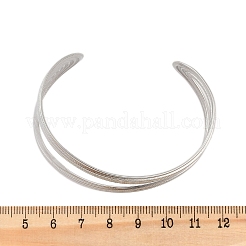 女性用304ステンレススチールカフバングル  ステンレス鋼色  内径：2-3/8インチ（5.9cm）&nbsp;BJEW-B108-02P