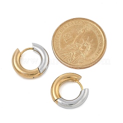 201 ステンレススチール ツートンフープピアス  304ステンレスピン付き  18KGP本金メッキ  22x4mm&nbsp;EJEW-Q002-01G-04