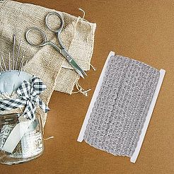 エスニックスタイルの刺繍ポリエステルレーストリム  服飾材料  銀  1-3/8インチ（34.5mm）&nbsp;OCOR-WH0070-20B