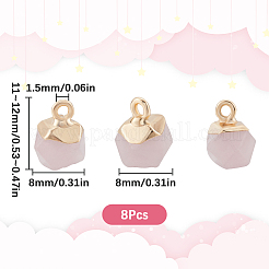 8Pcs Electroplate Natural Rose Quartz Star Cut Round Charms&nbsp;G-SC0003-04