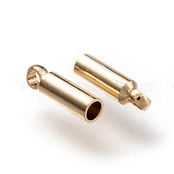 真鍮製コードエンドパーツ  カドミウムフリー＆鉛フリー  長持ちメッキ  24KGP本金メッキ  7x2mm  穴：1.2mm  内径：1.5mm&nbsp;LS-KK-H759-40A-G
