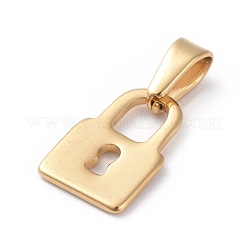 304ステンレススチールチャーム  南京錠  ゴールドカラー  12.5x8.5x1mm  穴：6x2mm&nbsp;STAS-I127-012G