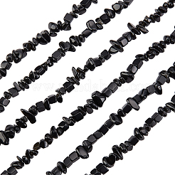 天然黒曜石チップビーズ3本  5~8x5~8mm  穴：1mm  約31.5インチ&nbsp;G-BC0001-24