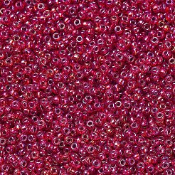 MIYUKIラウンドロカイユビーズ  日本製シードビーズ  （rr1010)シルバーライニングフレームレッドab  11/0  2x1.3mm  穴：0.8mm  約5500個/50g&nbsp;SEED-X0054-RR1010