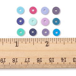 2256個12色手作りポリマークレイビーズ  ディスク/フラットラウンド  ヒシビーズ  ミックスカラー  6x1mm  穴：2mm  8グラム  約188PCS /カラー&nbsp;CLAY-FS0001-35