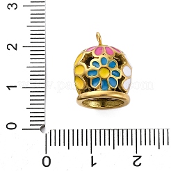 304ステンレスペンダント  エナメル  花のチャーム付きベル  ゴールドカラー  16x13mm  穴：1.5mm&nbsp;LS-STAS-H235-11G