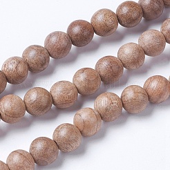 天然ウッドビーズ連売り  ラウンド  バリーウッド  7.5~8mm  穴：1mm  約46個/連  14.9インチ（38cm）&nbsp;X-WOOD-J001-02-8mm