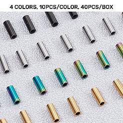 304ステンレスチューブビーズ  ミックスカラー  8x3mm  穴：2mm  4色  10個/カラー  40個/箱&nbsp;STAS-CA0001-12