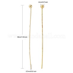 真鍮のボールヘッドピン  カドミウムフリー＆ニッケルフリー＆鉛フリー  18KGP本金メッキ  39x0.5mm  24ゲージ  ヘッド：2mm&nbsp;X-KK-L137-15G-NR