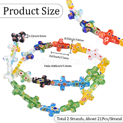 2 Strands Cross Handmade Millefiori Glass Beads Strands&nbsp;LK-PA0001-02