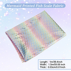 光沢のあるホログラム ポリエステル マーメイド プリント魚のうろこ生地  服飾材料  DIYの工芸品について  他の模様  150x0.02cm&nbsp;DIY-WH0304-480