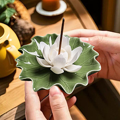 Lotus Leaf & Lotus Flower Porcelain Incense Burners&nbsp;DJEW-CN0001-38A