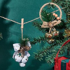 クリスマスベルペンダントデコレーション2個、2スタイル  ジュートロープ/リング付き  クリスマス ツリー ハンギング デコレーション ボウ ベル用  ミックスカラー  150~155x80x30~32mm  1個/スタイル&nbsp;HJEW-GF0001-34